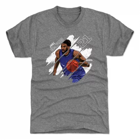 Philadelphia 76ers - Joel Embiid Stripes Gray NBA T-Shirt