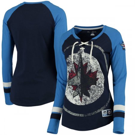Winnipeg Jets Żeński - Vintage Hip Check Lacer NHL Koszulka z długim rękawem