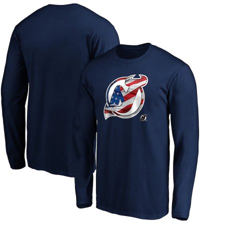 New Jersey Devils - Banner Wave Logo NHL Long Sleeve T-Shirt
