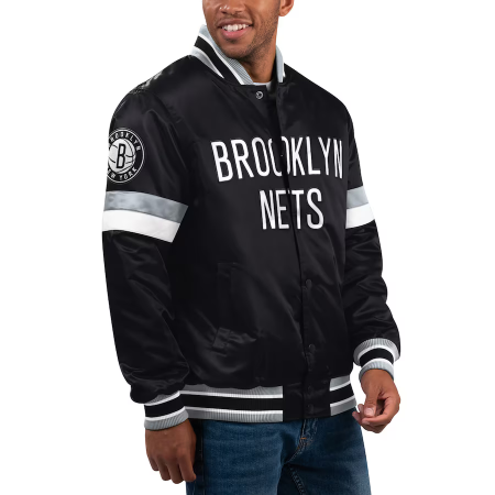 Brooklyn Nets - Full-Snap Varsity Home Satin NBA Jacket