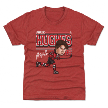 New Jersey Devils Dětské - Jack Hughes Cartoon Red NHL Tričko