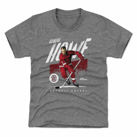 Detroit Red Wings Youth - Gordie Howe Grunge Gray NHL T-Shirt