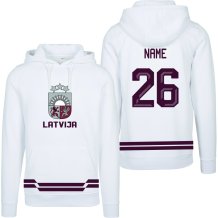 Łotwa - 2026 Hockey Bluza s kapturem/Własne imię i numer - biały