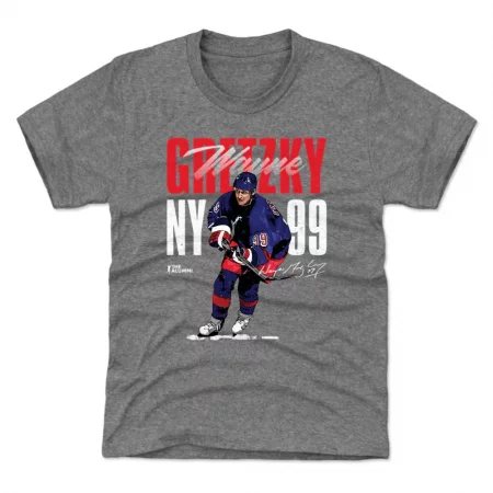 New York Rangers Youth - Wayne Gretzky Bold Gray NHL T-Shirt