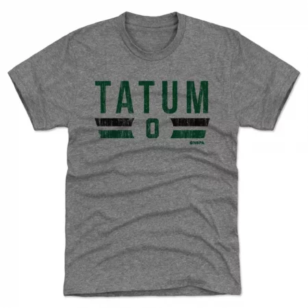 Boston Celtics - Jayson Tatum Font Gray NBA T-Shirt