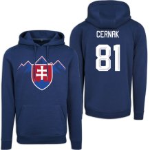 Słowacja Erik Černák 2026 Hockey Navy Bluza s kapturem - niebieska