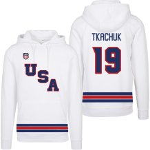 USA - Matthew Tkachuk 2026 Hokejová Mikina s kapucňou - biela
