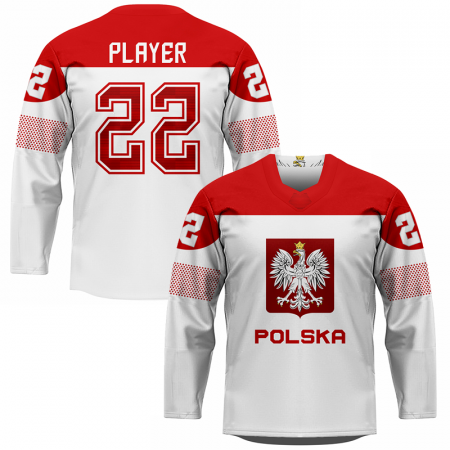 Polsko - Replica Fan Hokejový Dres Bílý/Vlastní jméno a číslo