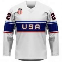 USA - 2022 Hockey Replica Fan Trikot Weiß/Name und Nummer