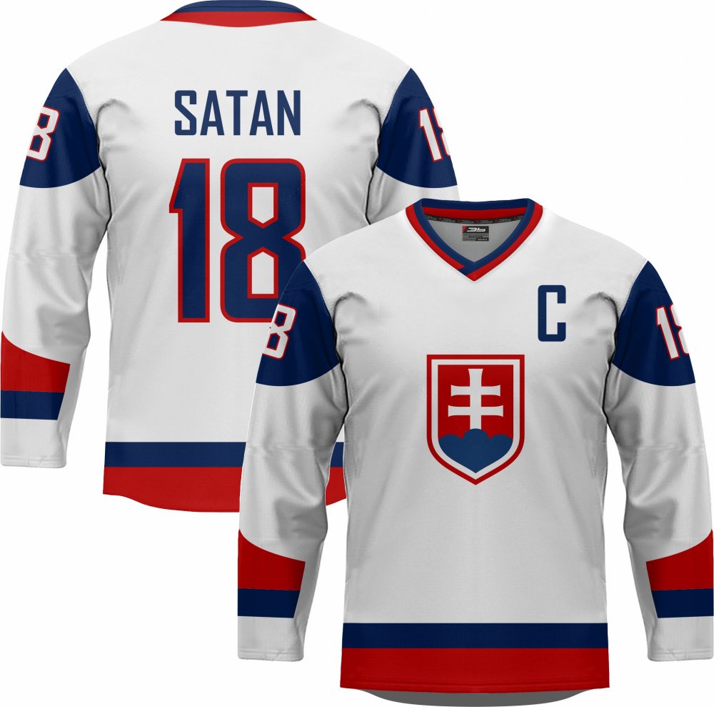 Slovakia Miroslav Satan White Hockey Jersey