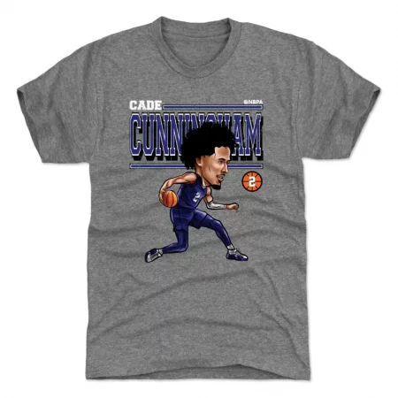Detroit Pistons - Cade Cunningham Cartoon Gray NBA T-Shirt