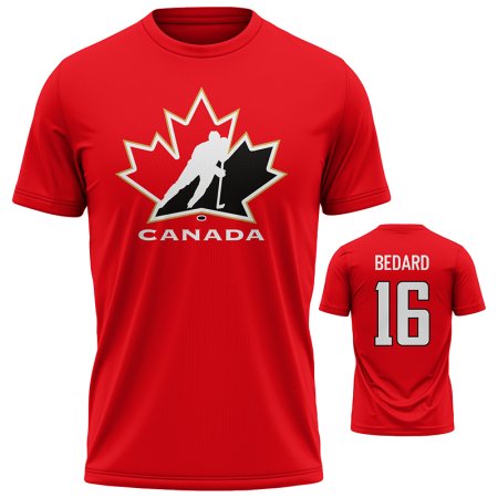 Kanada - Connor Bedard Hokejový Tričko-červený
