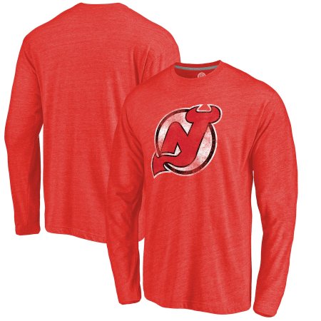 New Jersey Devils - Primary Logo Tri-Blend NHL Long Sleeve T-Shirt