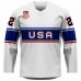 USA - 2022 Hokejový Replica Fan Dres Bílý/Vlastní jméno a číslo
