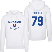 Słowacja Libor Hudáček Authentic Hockey Navy Bluza s kapturem - biały