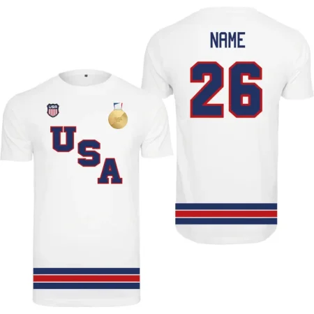 USA - 2026 Gold Medal Hockey Koszulka/Własne imię i numer - biała