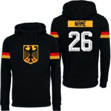Nemecko - 2026 Hokejová Mikina s kapucňou/Vlastné meno a číslo - čierna