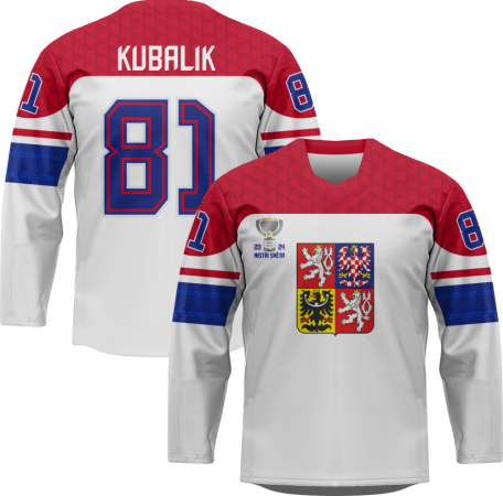 Tschechien - Dominik Kubalik 2024 World Champions Hockey Replica Trikot Weiß