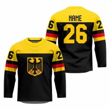 Nemecko - 2026 Hokejový Replica Fan Dres Černy/Vlastné meno a číslo