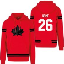 Kanada - 2026 Hokejová Mikina s kapucí/Vlastní jméno a číslo - červená