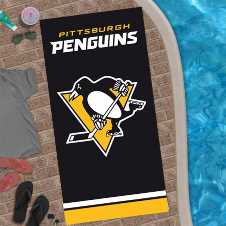 Pittsburgh Penguins - Team Black NHL Beach Towel