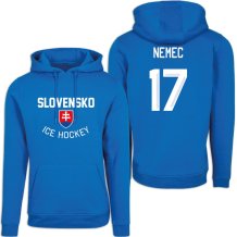Slovensko Šimon Nemec Authentic Hokejová Mikina s kapucí - modrá