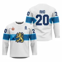 Finlandia - Sebastian Aho 2026 Bronze Patch Hockey Replica Jersey Biały