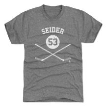 Detroit Red Wings - Moritz Seider Sticks Gray NHL T-Shirt