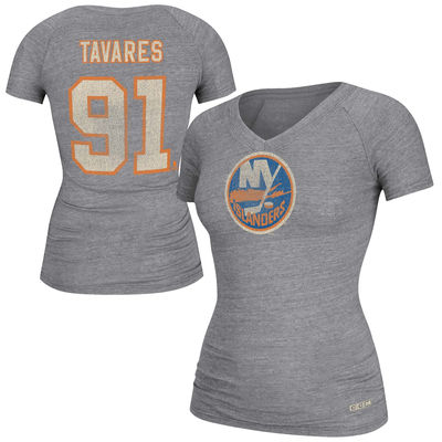 New York Islanders Dámské - John Tavares Tri-Blend V-Neck NHL Tričko