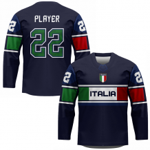 Italien - Replica Fan Hockey Trikot Blau/Name und Nummer