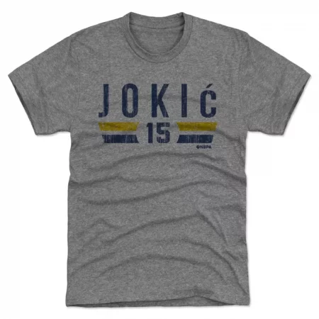 Denver Nuggets - Nikola Jokic Font Gray NBA T-Shirt