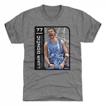 Dallas Mavericks - Luka Doncic Card Gray NBA T-Shirt