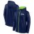Seattle Seahawks - Ball Carrier Full-Zip Navy NFL Bluza s kapturem