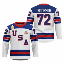 USA - Tage Thompson 2026 Gold Medal Hokejový Replica Fan Dres Biely
