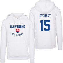 Słowacja Dalibor Dvorský Authentic Hockey Navy Bluza s kapturem - biały