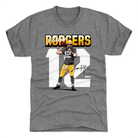 Green Bay Packers - Aaron Rodgers Name Number Gray NFL T-Shirt