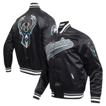 Milwaukee Bucks - Script Tail Full-Snap Satin Varsity NBA Bunda