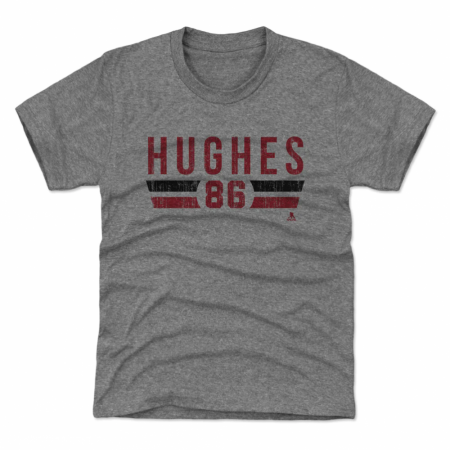 New Jersey Devils Youth - Jack Hughes Font Gray NHL T-Shirt