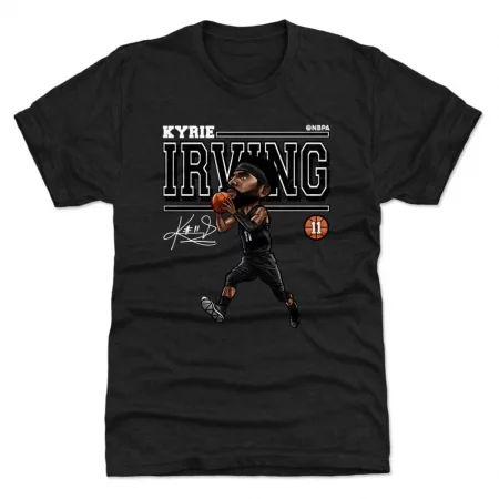 Brooklyn Nets - Kyrie Irving Cartoon Black NBA T-Shirt