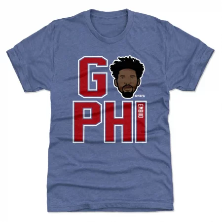 Philadelphia 76ers - Joel Embiid GO PHI Blue NBA T-Shirt