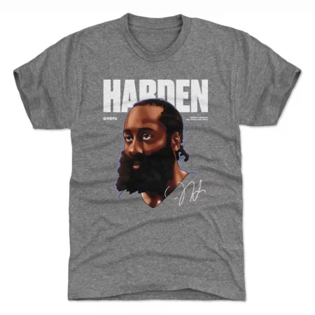 Philadelphia 76ers - James Harden Game Face Gray NBA T-Shirt