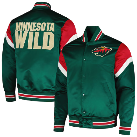Minnesota Wild - Full-Snap Satin NHL Kurtka - Wielkość: L/USA=XL/EU