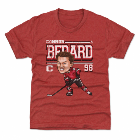 Chicago Blackhawks Dětské - Connor Bedard Cartoon Red NHL Tričko