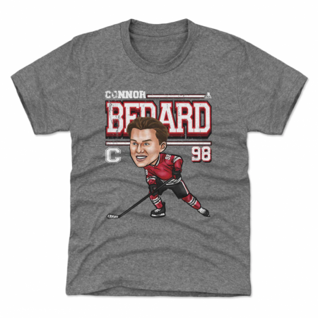 Chicago Blackhawks Kinder - Connor Bedard Cartoon Gray NHL T-Shirt