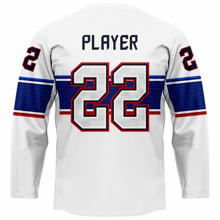 USA - 2022 Hokejový Replica Fan Dres Biely/Vlastné meno a číslo