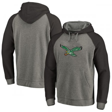 Philadelphia Eagles - Throwback Logo Tri-Blend Raglan NFL Mikina s kapucňou