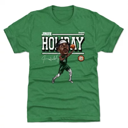 Milwaukee Bucks - Jrue Holiday Cartoon Green NBA T-Shirt