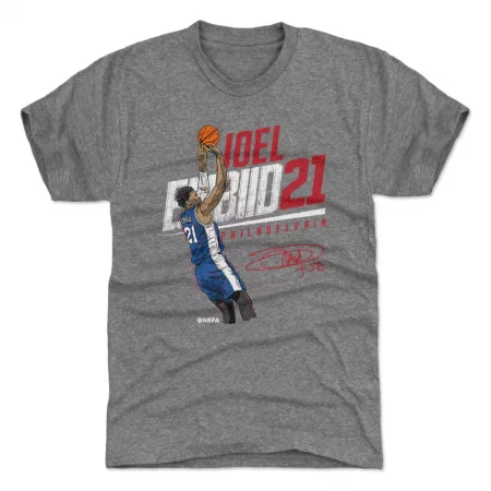 Philadelphia 76ers - Joel Embiid Slant Gray NBA T-Shirt