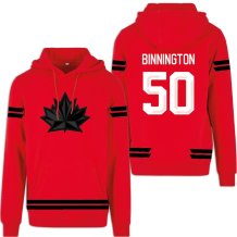 Kanada - Jordan Binnington 2026 Hokejová Mikina s kapucňou - červená