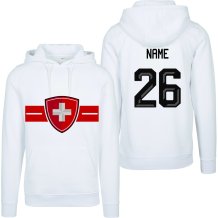 Schweiz - 2026 Hockey Sweatshirt/Name und Nummer - Weiss